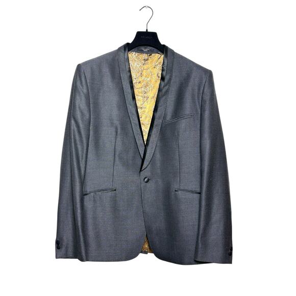 Ted Baker Fashion Charcoal Wool Silk Shawl Collar Blazer 44R - Picture 1 of 9